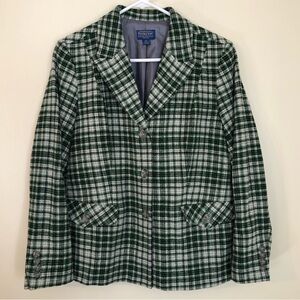 Pendleton Green Plaid Blazer, Size 14 Petite